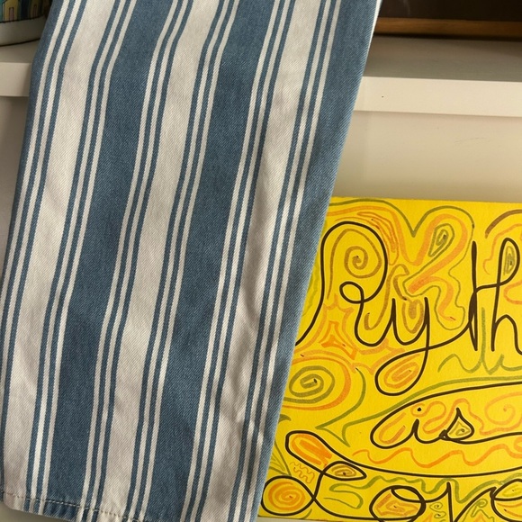 American Eagle Outfitters Blue and White Striped Straight Leg Jeans Size 4 - Picture 14 of 16